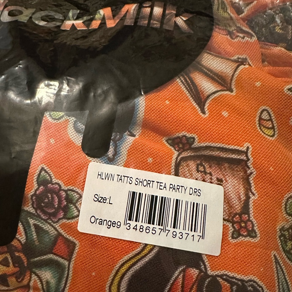 NEW✨ Blackmilk Halloween Tattoween Pumpkin Short Tea Party Dress Size L NWT - Picture 3 of 7